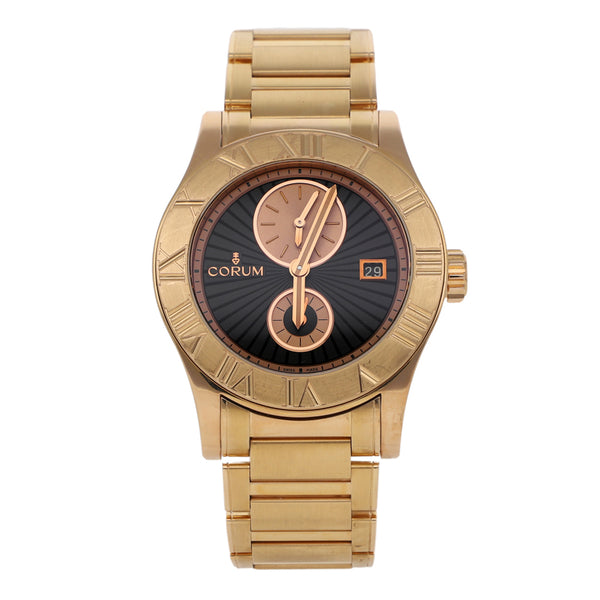 Reloj Corum para caballero modelo Romvlvs Dual Time en oro rosa 18 kilates.