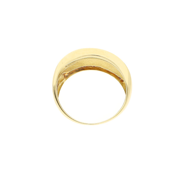 Anillo diseño especial con sintéticos en oro amarillo 18 kilates.