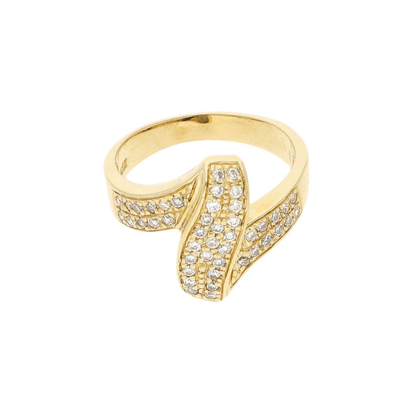 Anillo estilizado con diamantes en oro amarillo 14 kilates.