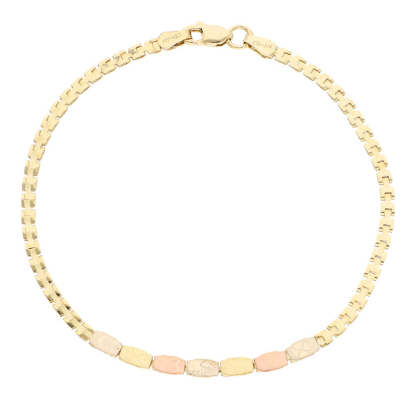 Pulsera eslabón laminado en oro amarillo 14 kilates.