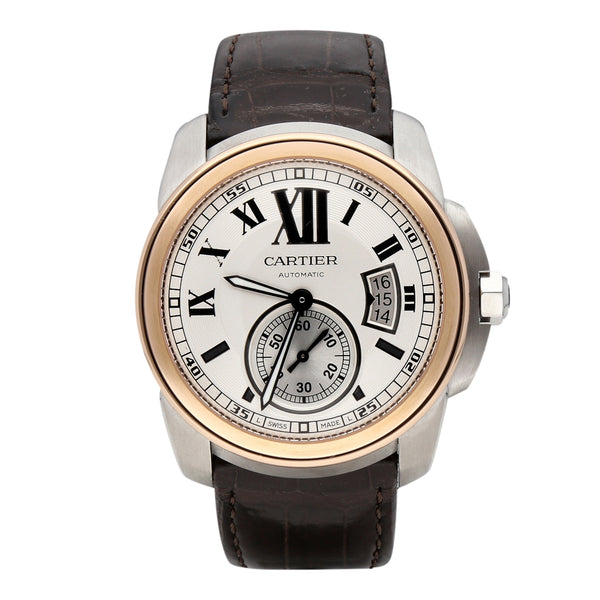 Reloj Cartier para caballero modelo Calibre vistas en oro rosa 18 kilates.