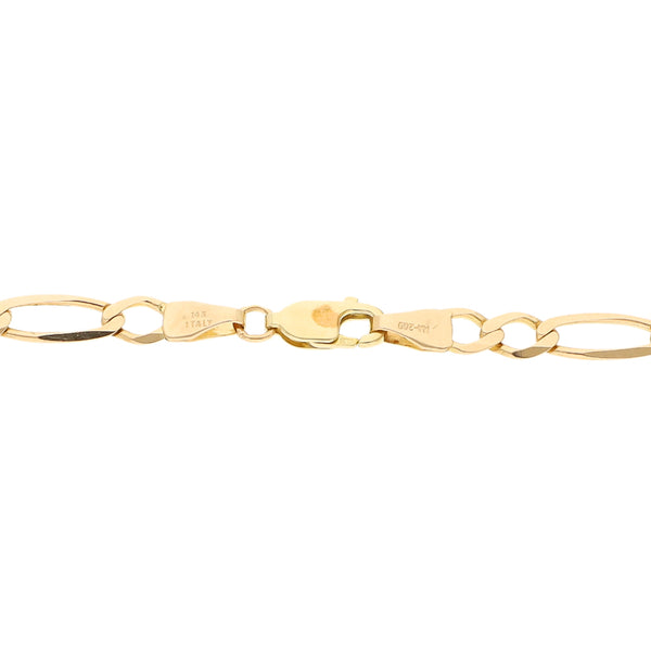 Pulsera de tres eslabones por uno en oro amarillo 14 kilates.