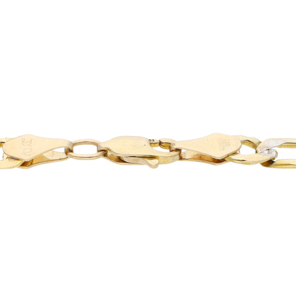 Pulsera de tres eslabones por uno platinados en oro amarillo 14 kilates.