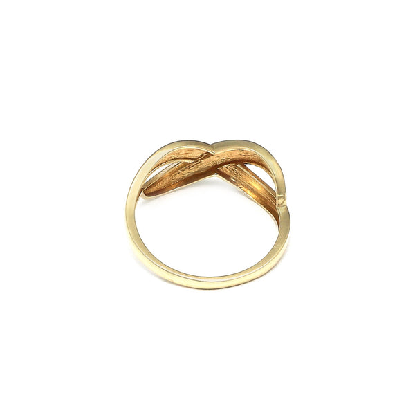 Anillo ondulado motivo infinito en oro amarillo 14 kilates.