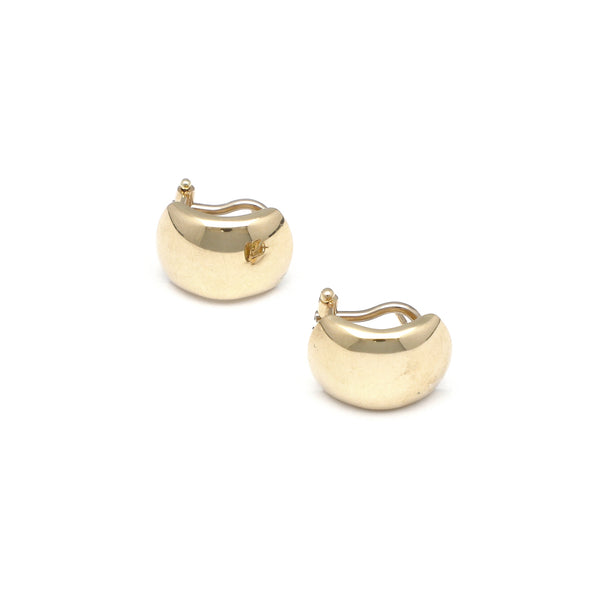 Aretes lisos en oro amarillo 14 kilates.