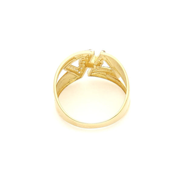 Anillo calado con circonias en oro amarillo 14 kilates.