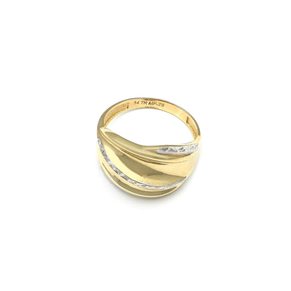 Anillo estriado en oro amarillo 14 kilates.