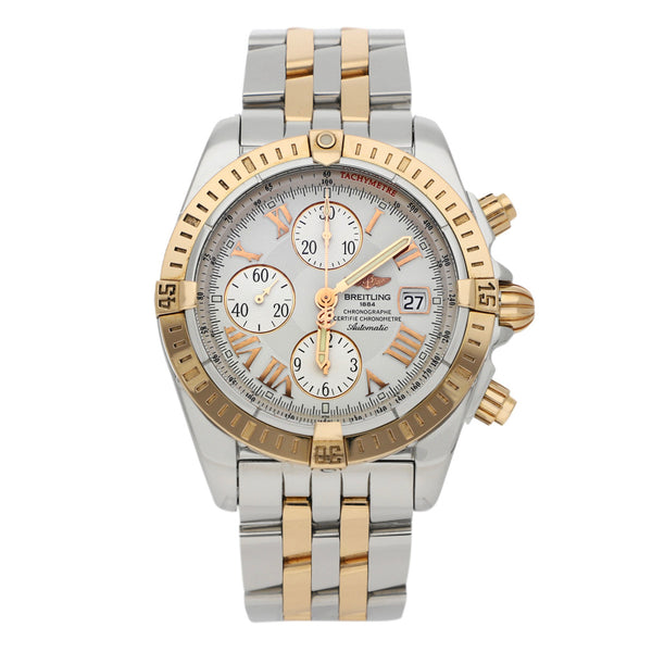 Reloj Breitling para caballero modelo Chronomat Evolution vistas oro amarillo 18 kilates.