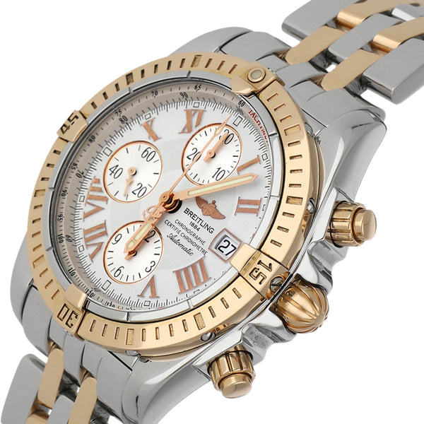 Reloj Breitling para caballero modelo Chronomat Evolution vistas oro amarillo 18 kilates.