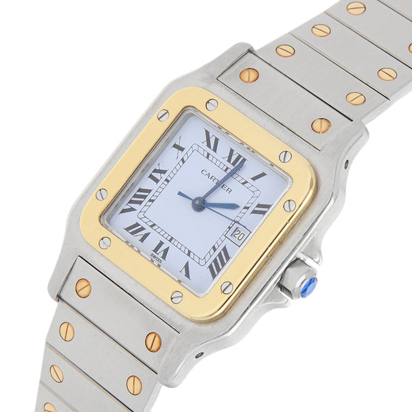 Reloj Cartier para caballero modelo Santos Carrée vistas oro 18 kilates.