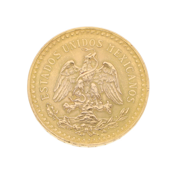 Moneda de cincuenta pesos en oro amarillo mexicano 21.6 kilates.