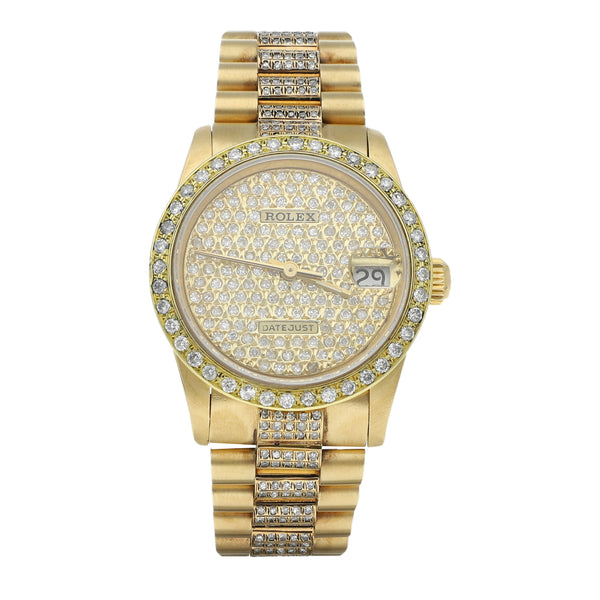 Reloj Rolex para dama modelo Oyster Perpetual DateJust en oro amarillo 18 kilates.