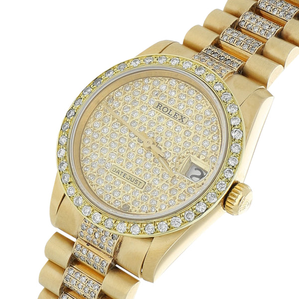 Reloj Rolex para dama modelo Oyster Perpetual DateJust en oro amarillo 18 kilates.