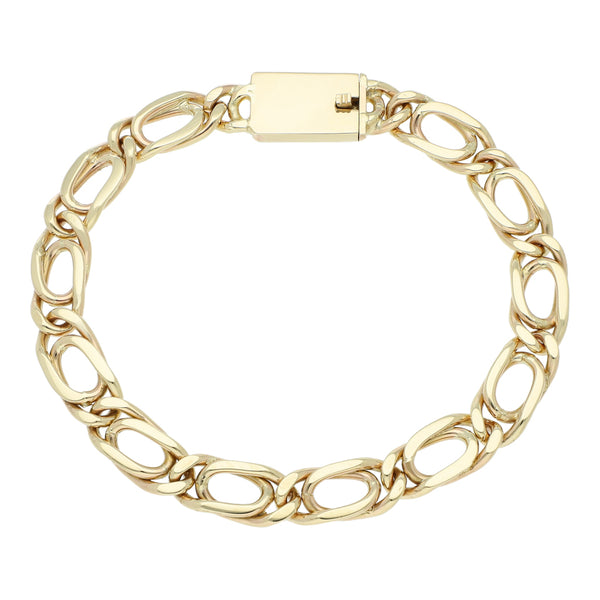 Pulsera eslabón nudo egipcio en oro amarillo 14 kilates.