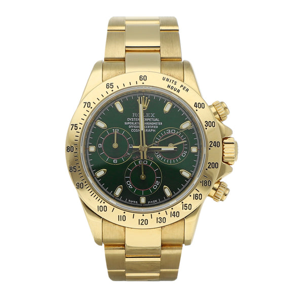 Reloj Rolex para caballero modelo Oyster Perpetual Cosmograph Daytona en oro amarillo 18 kilates.