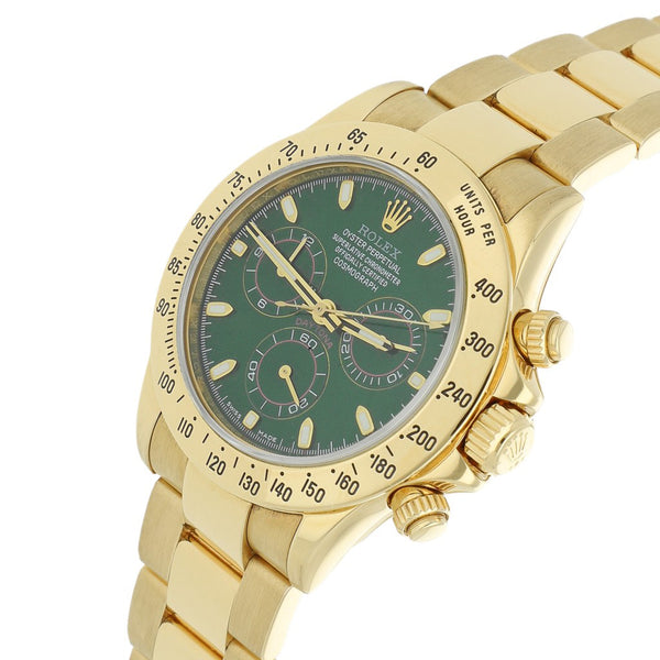 Reloj Rolex para caballero modelo Oyster Perpetual Cosmograph Daytona en oro amarillo 18 kilates.