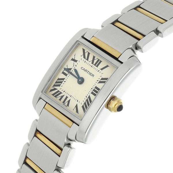 Reloj Cartier para dama modelo Tank Francaise vistas en oro amarillo 18 kilates.