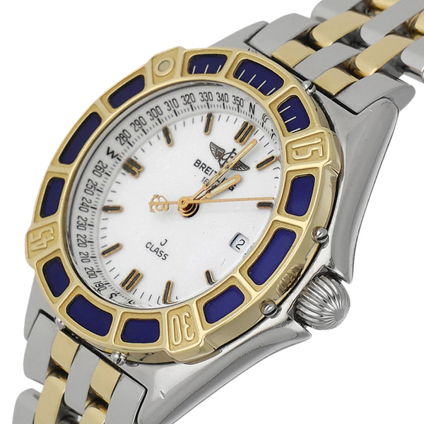 Reloj Breitling para dama modelo J Class vistas en oro amarillo 18 kilates.