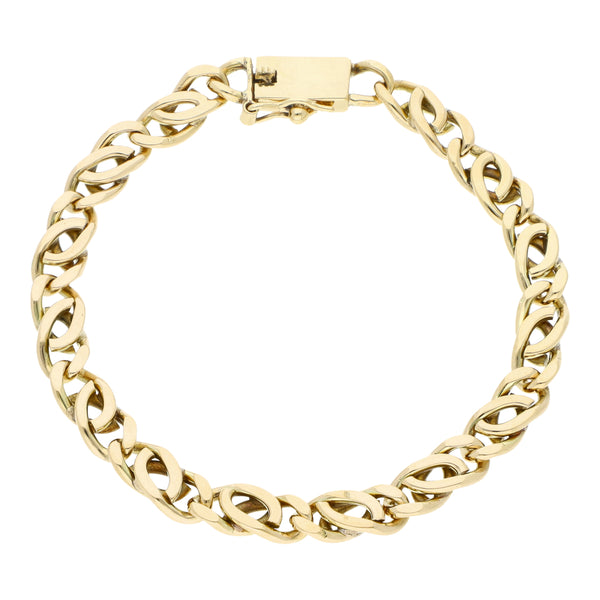 Pulsera eslabón nudo egipcio en oro amarillo 12 kilates.