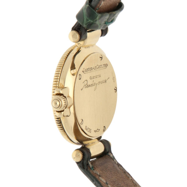 Reloj Jaeger Le Coultre para dama modelo Carnet de Rendez Vouz caja y broche en oro amarillo 18 kilates.