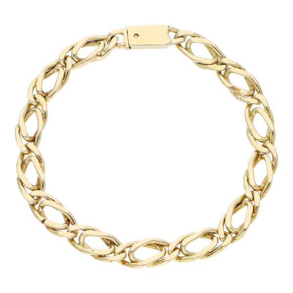 Pulsera eslabón nudo egipcio en oro amarillo 14 kilates.