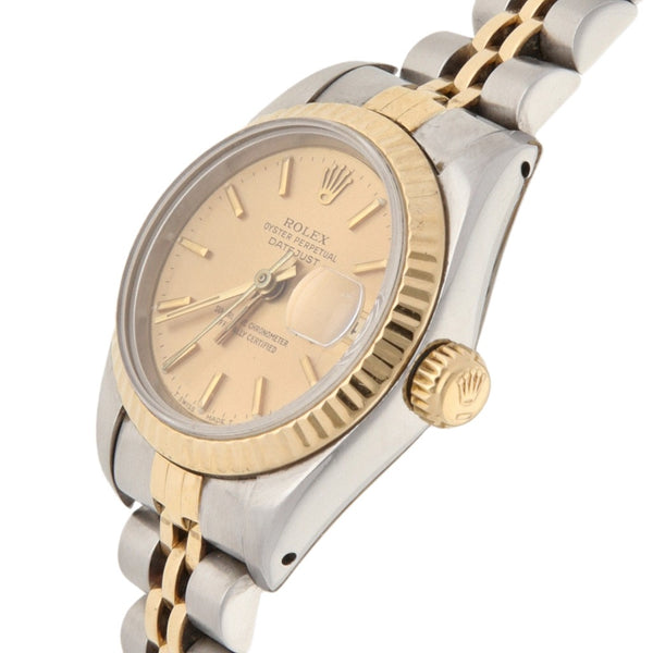 Reloj Rolex para dama modelo Oyster Perpetual DateJust vistas oro amarillo 18 kilates.