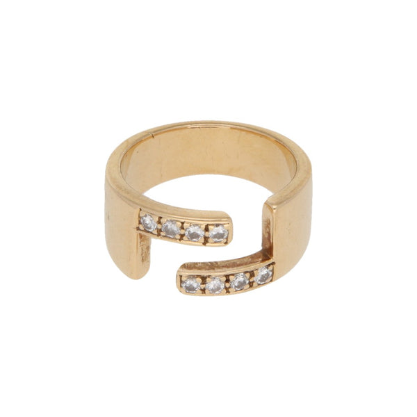 Anillo estilizado con diamantes en oro amarillo 18 kilates.