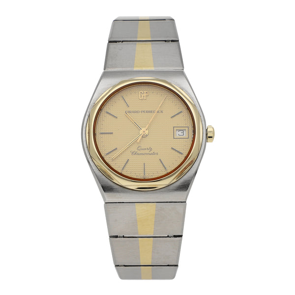 Reloj Girard Perregaux para dama modelo Laureato bisel oro amarillo 14 kilates.