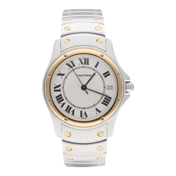 Reloj Cartier para caballero modelo Santos Ronde vistas oro amarillo 18 kilates.