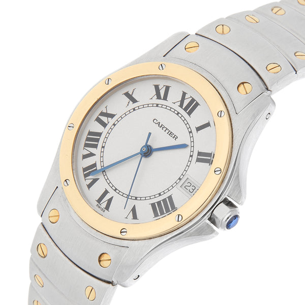 Reloj Cartier para caballero modelo Santos Ronde vistas oro amarillo 18 kilates.