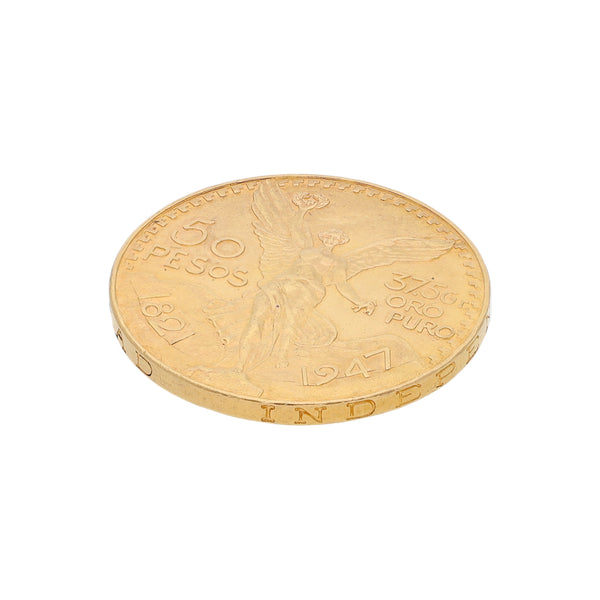Moneda de cincuenta pesos en oro amarillo mexicano 21.6 kilates.