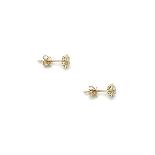 Aretes diseño especial con diamantes en oro amarillo 14 kilates.