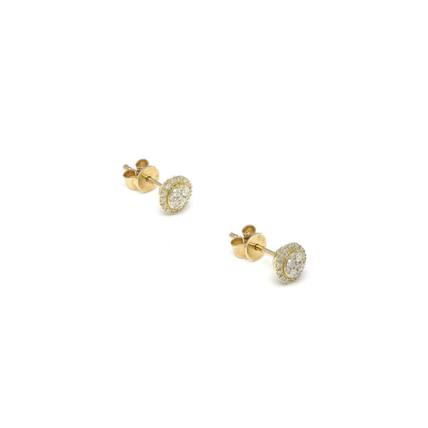 Aretes diseño especial con diamantes en oro amarillo 14 kilates.