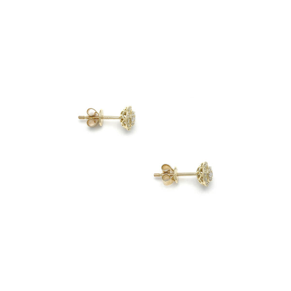 Aretes diseño especial con diamantes en oro amarillo 14 kilates.