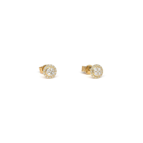 Aretes diseño especial con diamantes en oro amarillo 14 kilates.