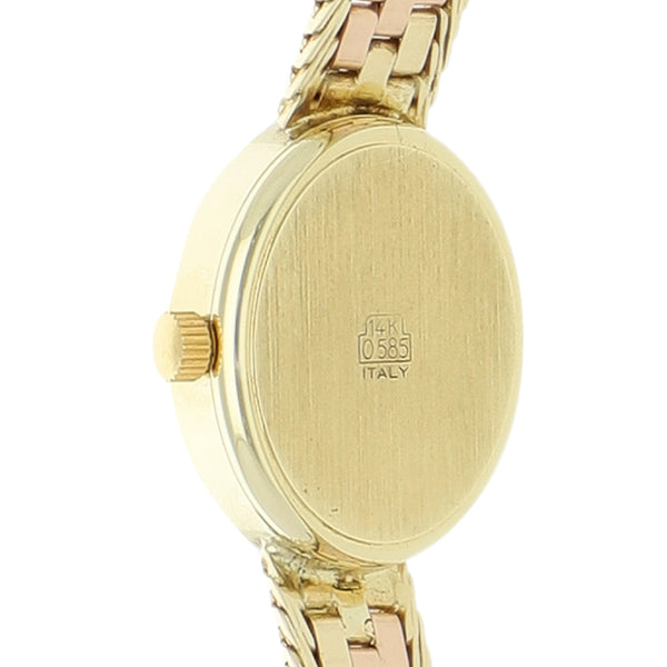 Reloj Geneve para dama en oro tres tonos 14 kilates.