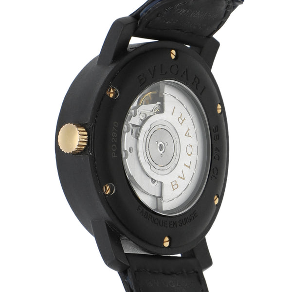 Reloj Bvlgari para caballero modelo Carbongold Via Dei Condotti 10 vistas en oro amarillo 18 kilates.