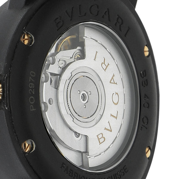 Reloj Bvlgari para caballero modelo Carbongold Via Dei Condotti 10 vistas en oro amarillo 18 kilates.