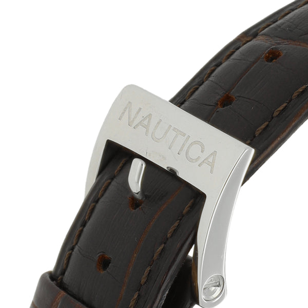 Reloj Nautica para caballero en acero inoxidable correa piel.