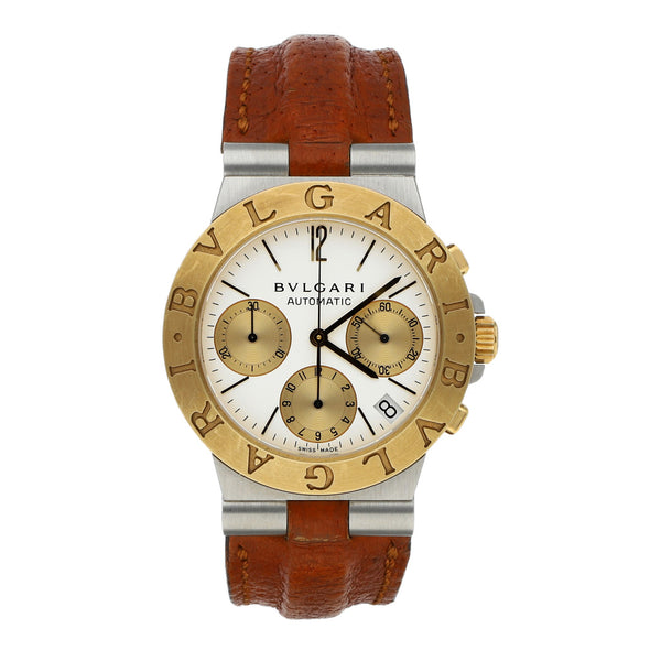 Reloj Bvlgari para caballero modelo Diagono vistas en oro amarillo 18 kilates.