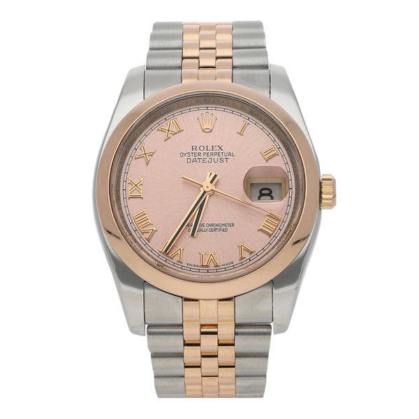 Reloj Rolex para caballero/Unisex modelo Oyster Perpetual DateJust vistas en oro rosa 18 kilates.