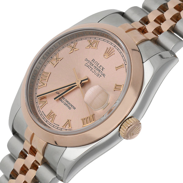 Reloj Rolex para caballero/Unisex modelo Oyster Perpetual DateJust vistas en oro rosa 18 kilates.