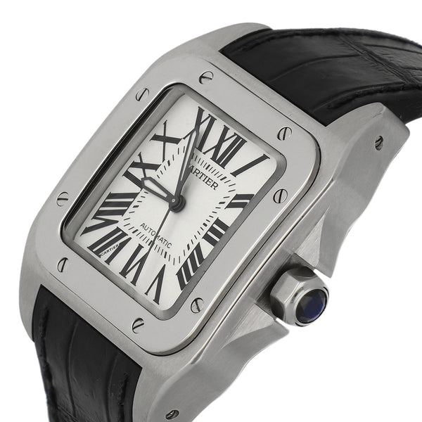 Reloj Cartier para caballero/unisex modelo Santos 100 Medium vistas en oro rosa 18 kilates.