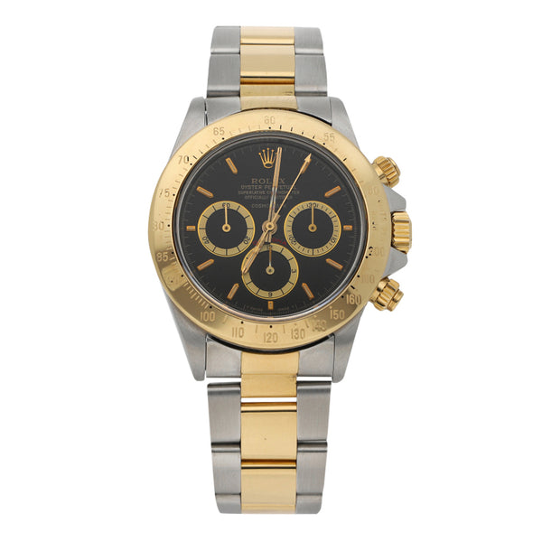 Reloj Rolex para caballero modelo Oyster Perpetual Cosmograph Daytona vistas en oro amarillo 18 kilates.