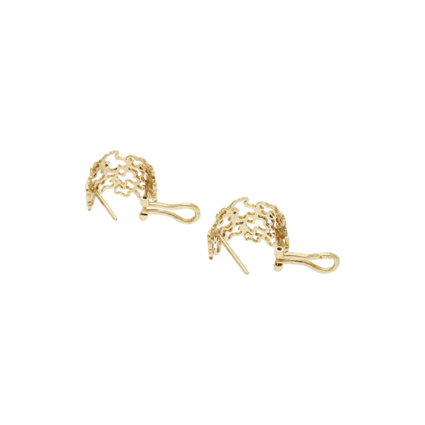 Aretes calados en oro amarillo 14 kilates.