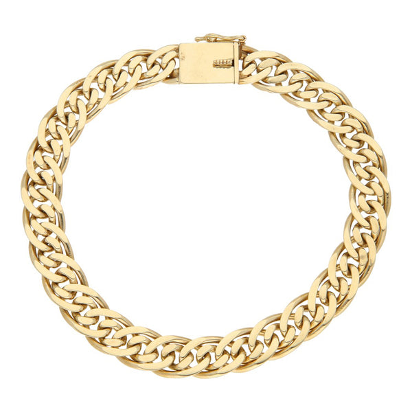 Pulsera eslabón encontrado doble en oro amarillo 14 kilates.