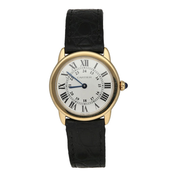 Reloj Cartier para dama modelo Ronde Solo caja y broche en oro amarillo 18 kilates.