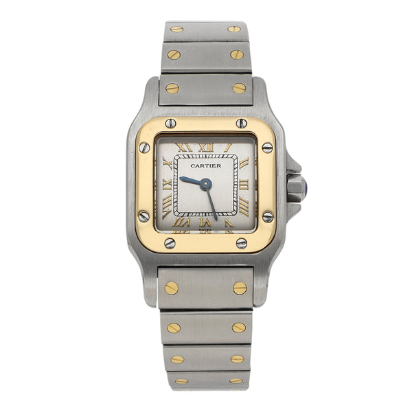 Reloj Cartier para dama modelo Santos Galbée vistas en oro amarillo 18 kilates.