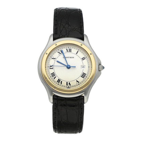 Reloj Cartier para dama modelo Cougar vistas en oro amarillo 18 kilates.