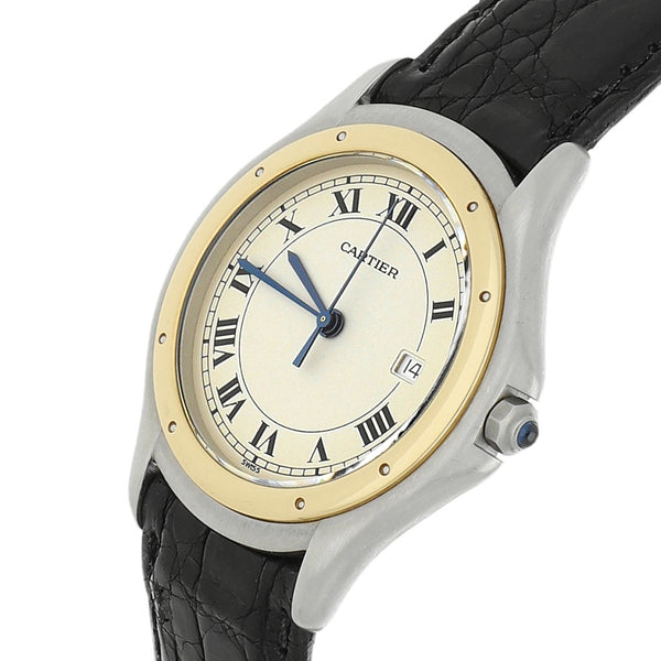 Reloj Cartier para dama modelo Cougar vistas en oro amarillo 18 kilates.